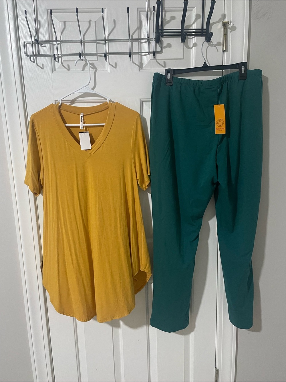 Women's Teal Pull-On Pants by Ruby rd xl mustard tunic new Azules